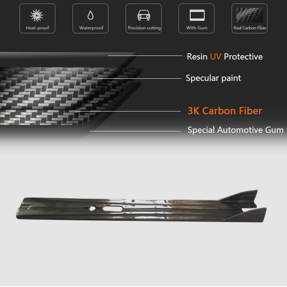 Ferrari F12 Berlinetta 2012-2014 Carbon Fiber Side Skirts Door Rocker Panels Extension Lip-Ahacarbon