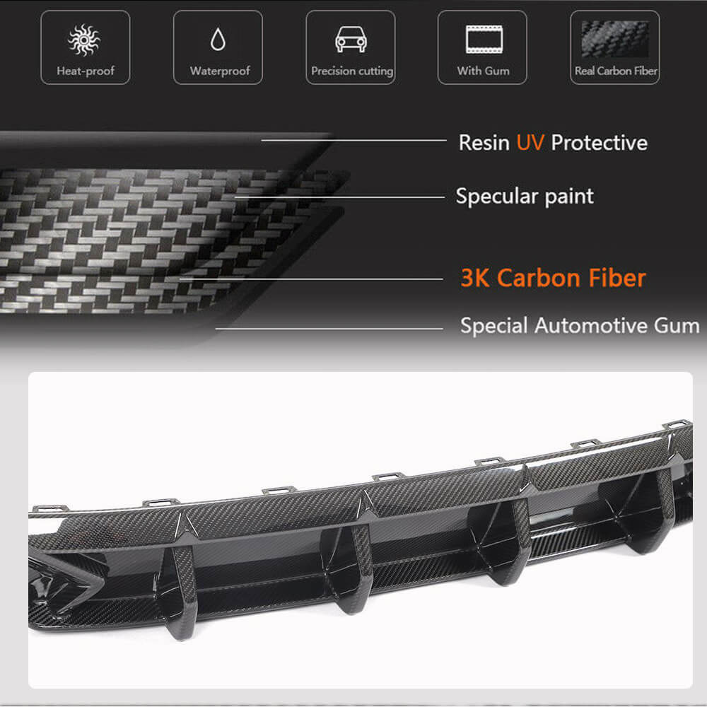 Audi RS6 C8 Avant 2019-2023 Rear Bumper Diffuser Dry Carbon Fiber-Ahacarbon