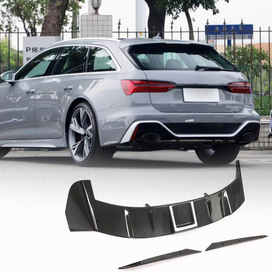Audi RS6 C8 Avant 2019-2023 Rear Roof Spoiler Dry Carbon Fiber-Ahacarbon