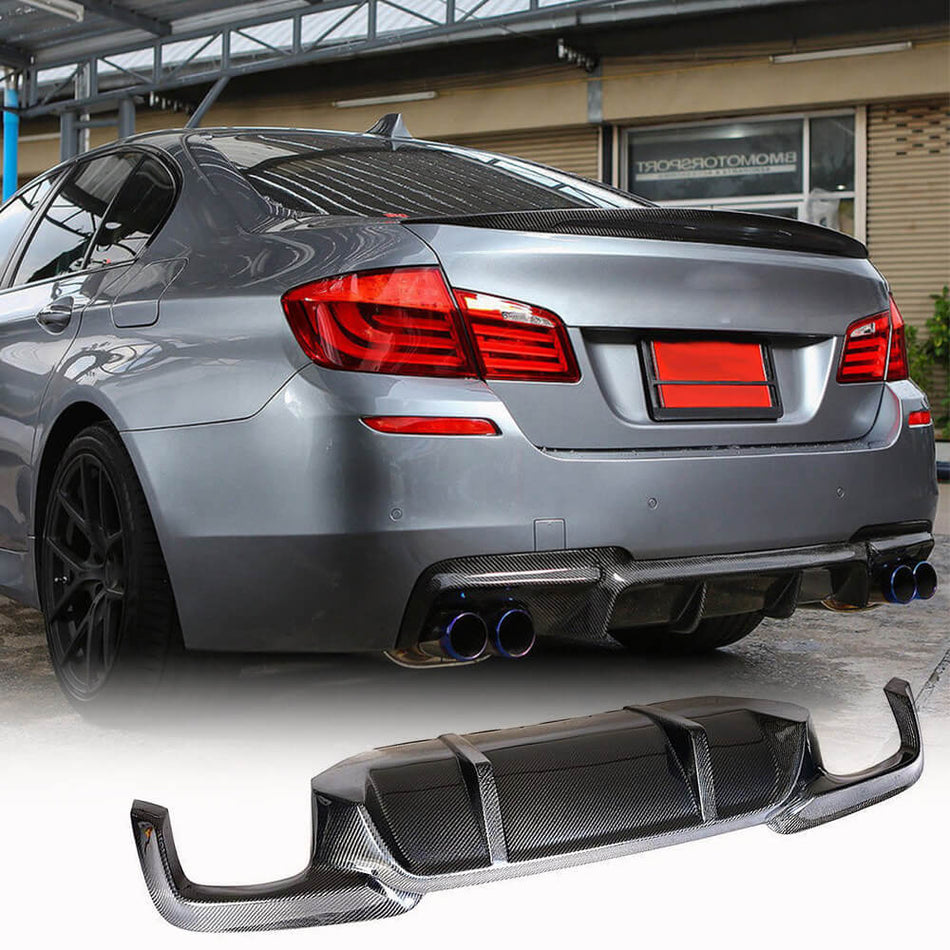 BMW 5 Series F10 535i M Sport 2012-2016 Rear Bumper Diffuser Carbon Fiber-Ahacarbon