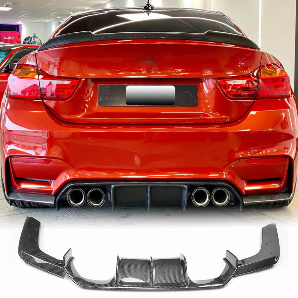 BMW F80 M3 F82 F83 M4 2014-2020 Rear Bumper Diffuser Lip Carbon Fiber-Ahacarbon