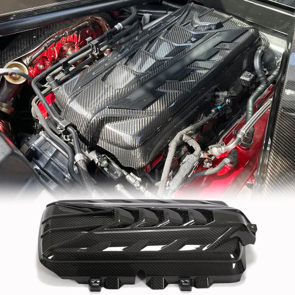 Chevrolet Corvette C8 2020-2022 Engine Cover Dry Carbon Fiber-Ahacarbon
