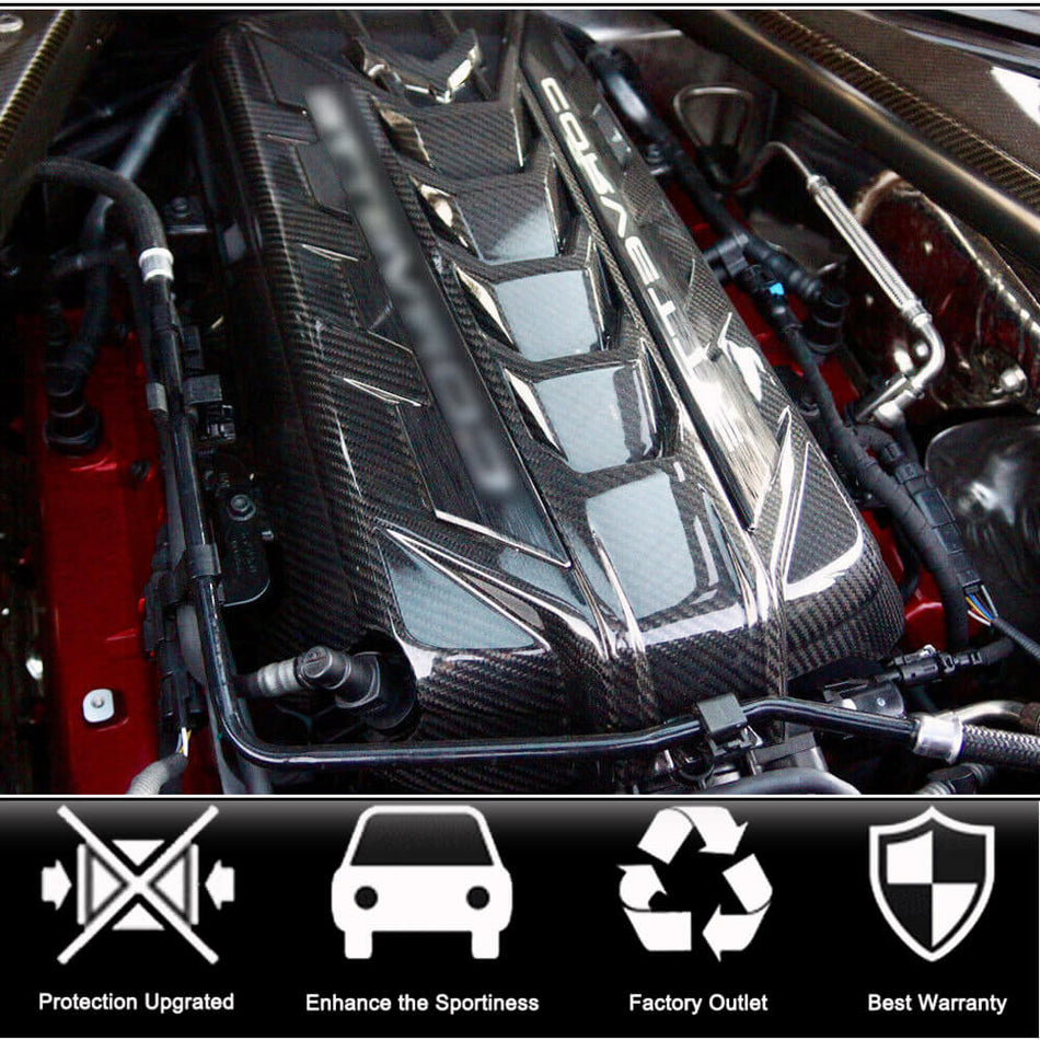 Chevrolet Corvette C8 2020-2022 Engine Cover Dry Carbon Fiber-Ahacarbon