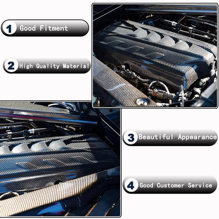 Chevrolet Corvette C8 2020-2022 Engine Cover Dry Carbon Fiber-Ahacarbon