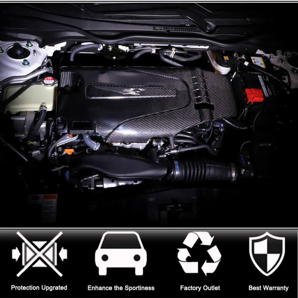 Honda Civic 10th 2016-2021 Engine Cover Trim Dry Carbon Fiber-Ahacarbon