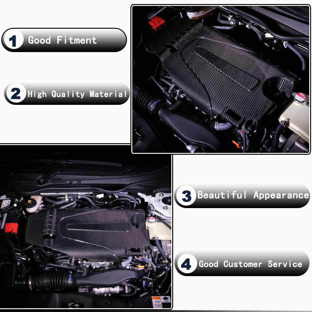 Honda Civic 10th 2016-2021 Engine Cover Trim Dry Carbon Fiber-Ahacarbon