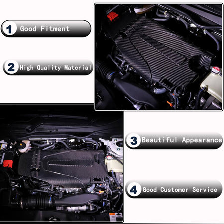 Honda Civic 10th 2016-2021 Engine Cover Trim Dry Carbon Fiber-Ahacarbon