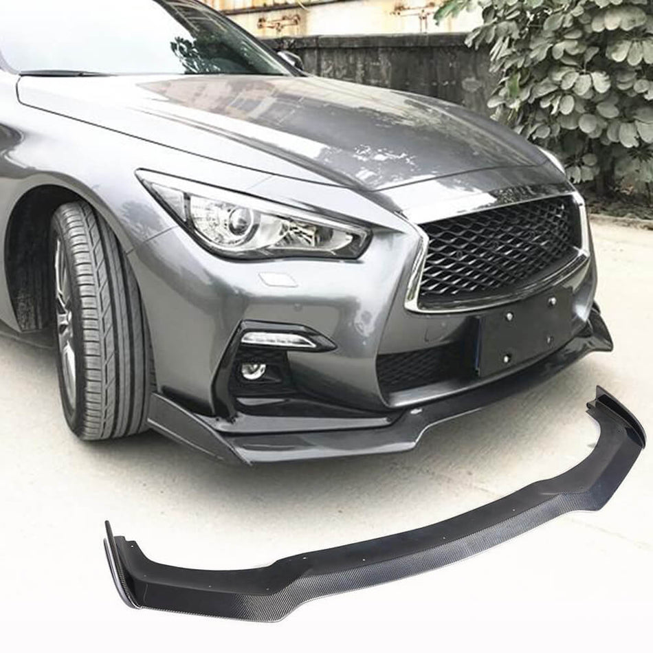 Infiniti Q50 Sport Sedan 2018-2022 Front Bumper Lip Carbon Fiber-Ahacarbon