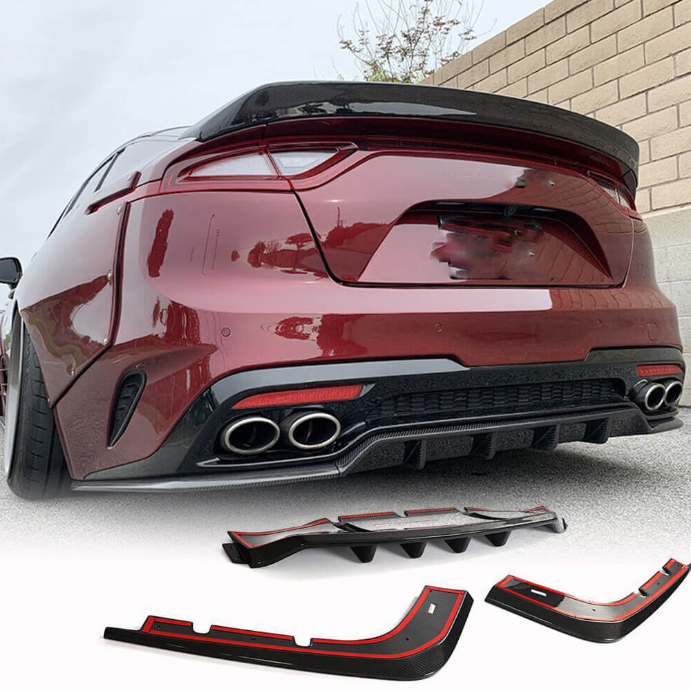 Kia Stinger 2018-2023 Rear Bumper Diffuser Lip Carbon Fiber/FRP-Ahacarbon