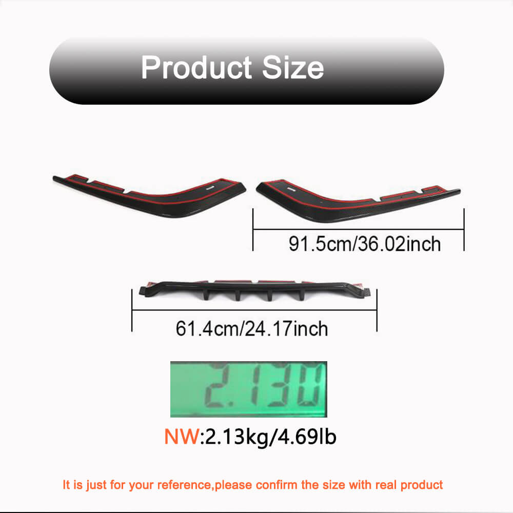 Kia Stinger 2018-2023 Rear Bumper Diffuser Lip Carbon Fiber/FRP-Ahacarbon