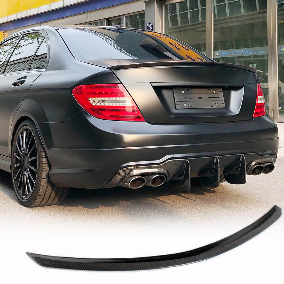 Mercedes Benz C Class W204 2007-2014 Rear Trunk Spoiler Carbon Fiber-Ahacarbon