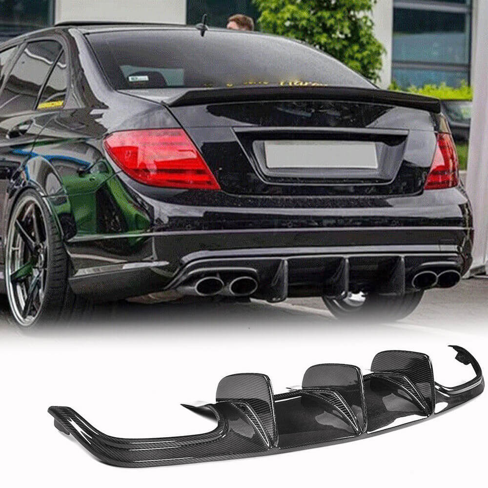 Mercedes Benz C Class W204 C63 AMG Pre-facelift 2008-2011 Rear Bumper Diffuser Carbon Fiber-Ahacarbon