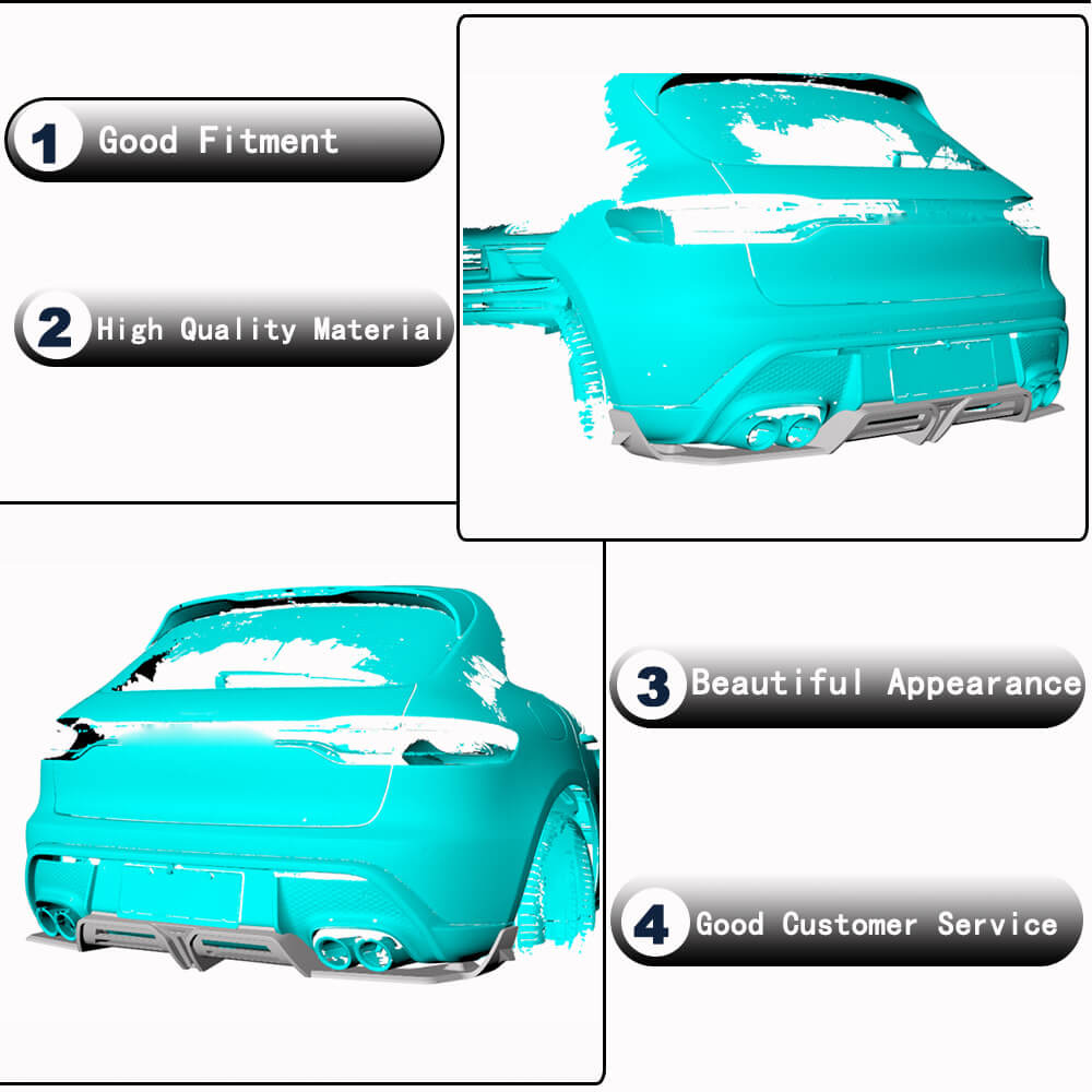 Porsche Macan 2022UP Rear Bumper Diffuser With Light Carbon Fiber-Ahacarbon