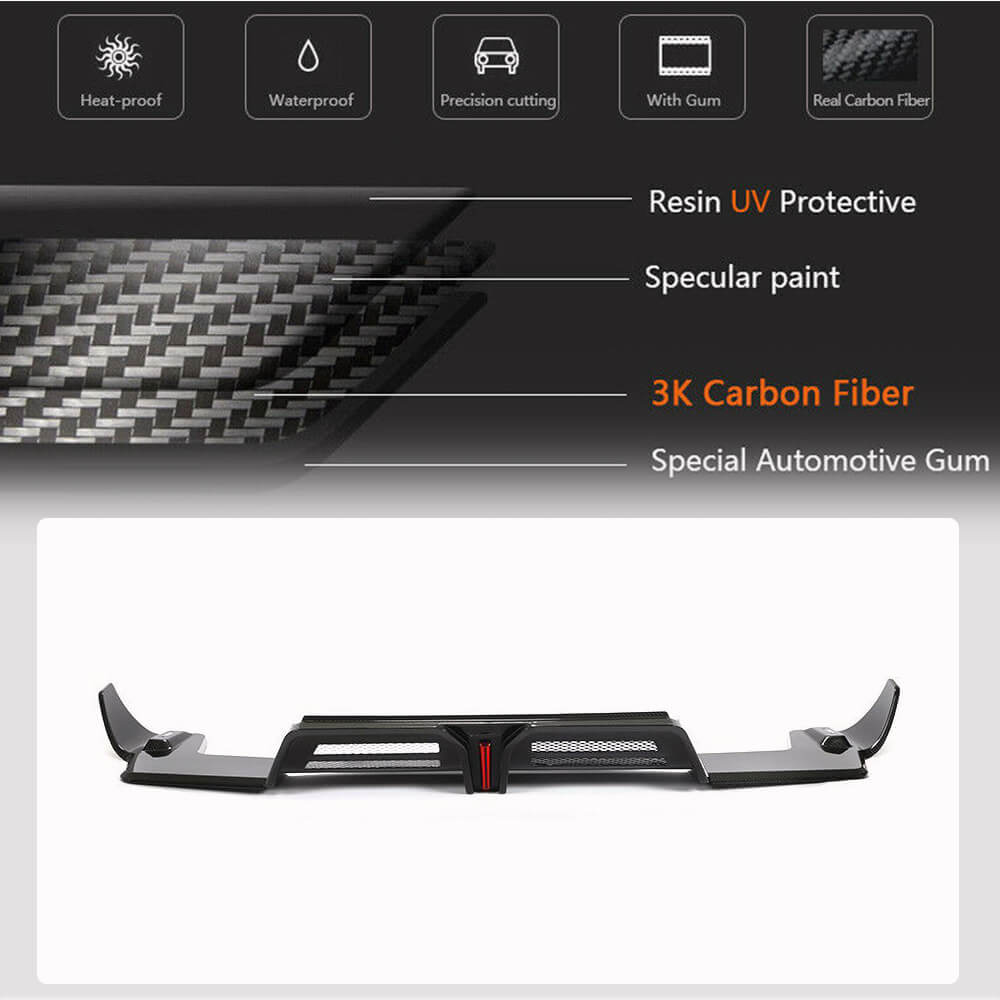 Porsche Macan 2022UP Rear Bumper Diffuser With Light Carbon Fiber-Ahacarbon