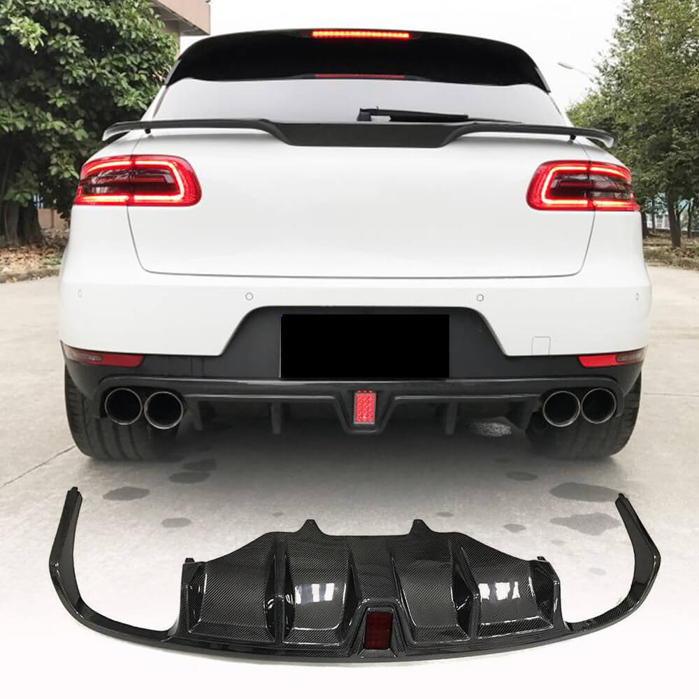 Porsche Macan 2014-2020 Rear Bumper Diffuser With Brake Light Carbon Fiber-Ahacarbon