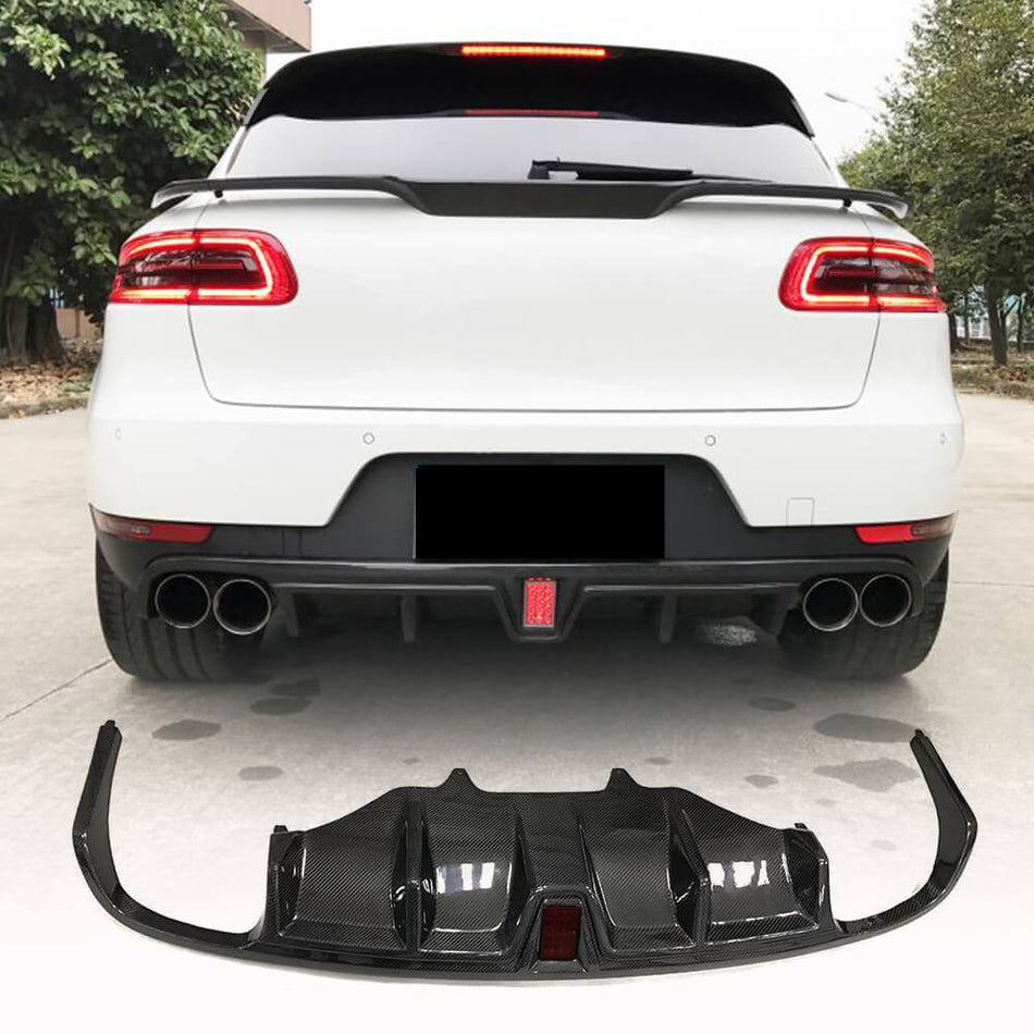 Porsche Macan 2014-2020 Rear Bumper Diffuser With Brake Light Carbon Fiber-Ahacarbon