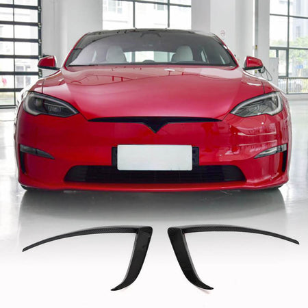 Tesla Model S 2021-2023 Front Bumper Splitters Carbon Fiber-Ahacarbon