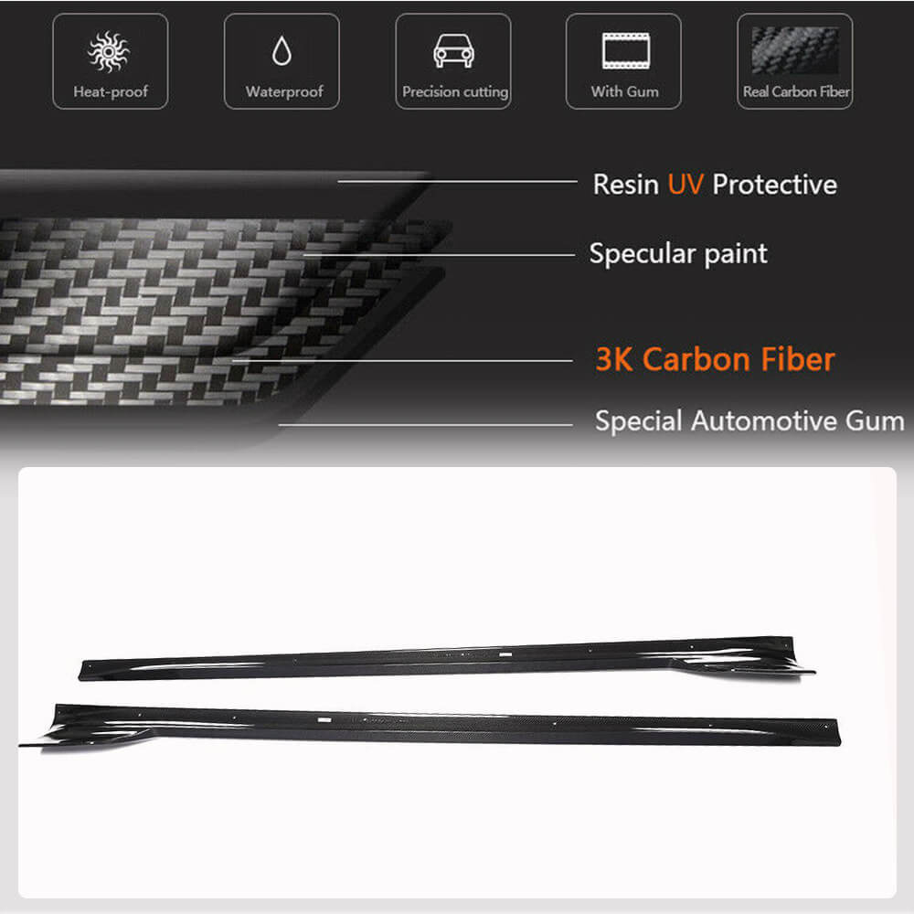 Tesla Model S Sedan 2021-2023 Side Skirts Carbon Fiber-Ahacarbon