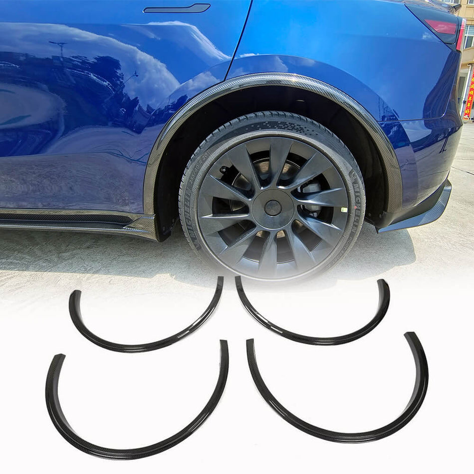 Tesla Model Y Wheel Arch Fender Flares Dry Carbon Fiber-Ahacarbon