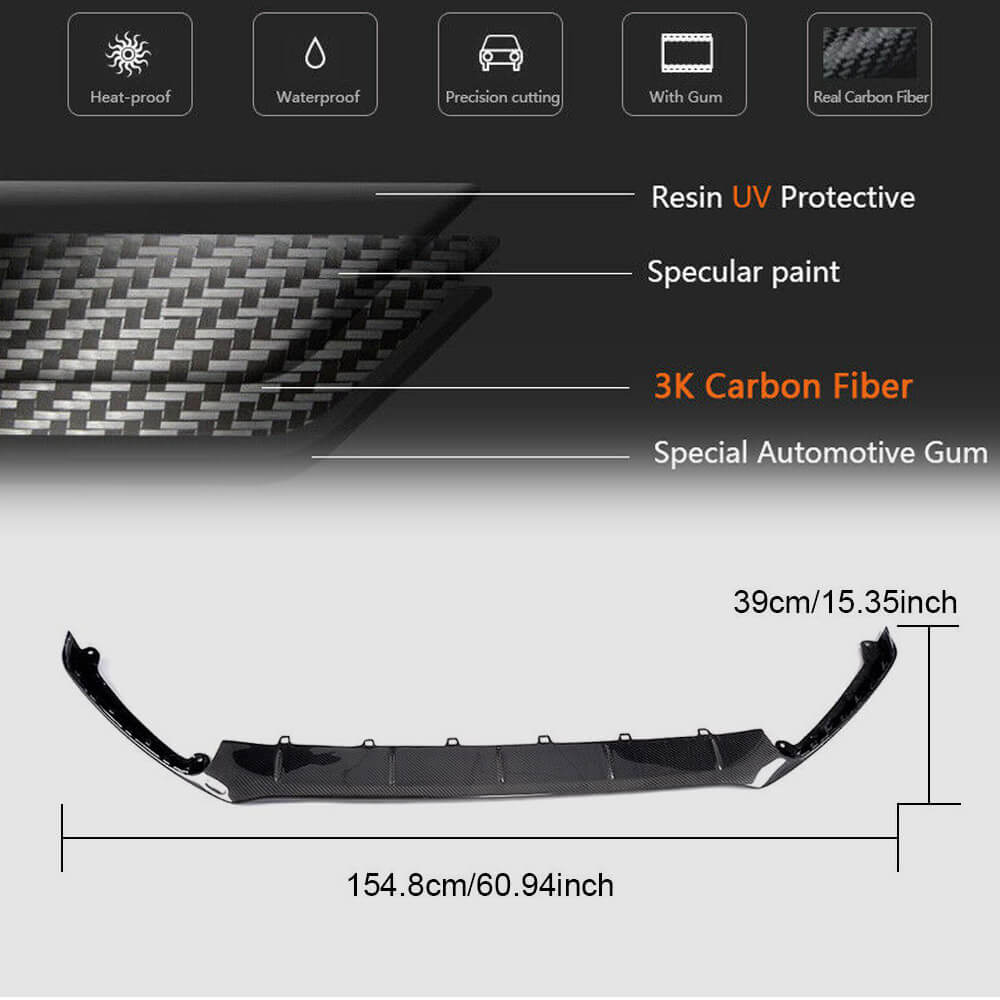 Ford Focus RS Facelift 2016-2018 Front Bumper Lip Carbon Fiber-Ahacarbon