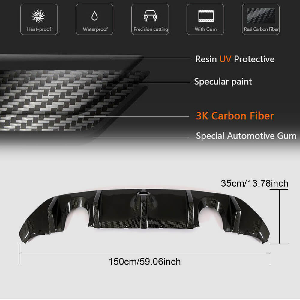 Ford Focus RS 2016-2018 Rear Bumper Diffuser Carbon Fiber-Ahacarbon