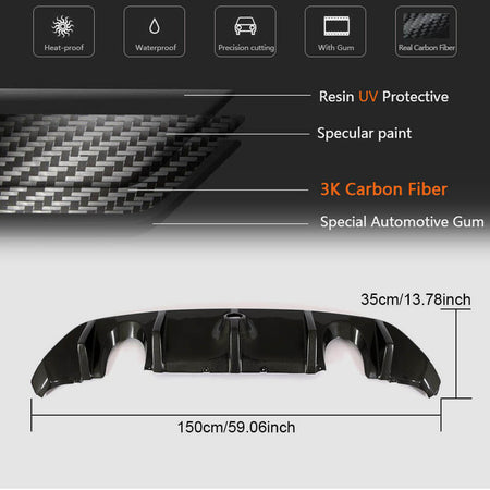 Ford Focus RS 2016-2018 Rear Bumper Diffuser Carbon Fiber-Ahacarbon