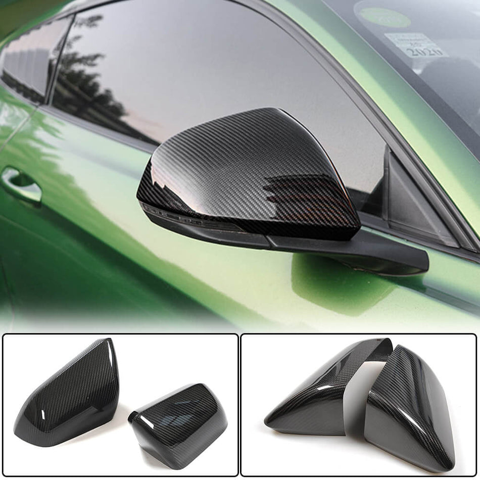 Ford Mustang 2015-2020 Mirror Covers Add-on LHD Pair Carbon Fiber-Ahacarbon