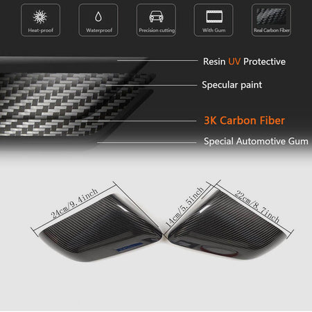 Ford Mustang 2015-2020 Mirror Covers Add-on LHD Pair Carbon Fiber-Ahacarbon