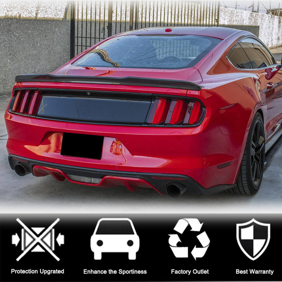 Ford Mustang Coupe 2015-2020 Rear Trunk Spoiler Carbon Fiber-Ahacarbon