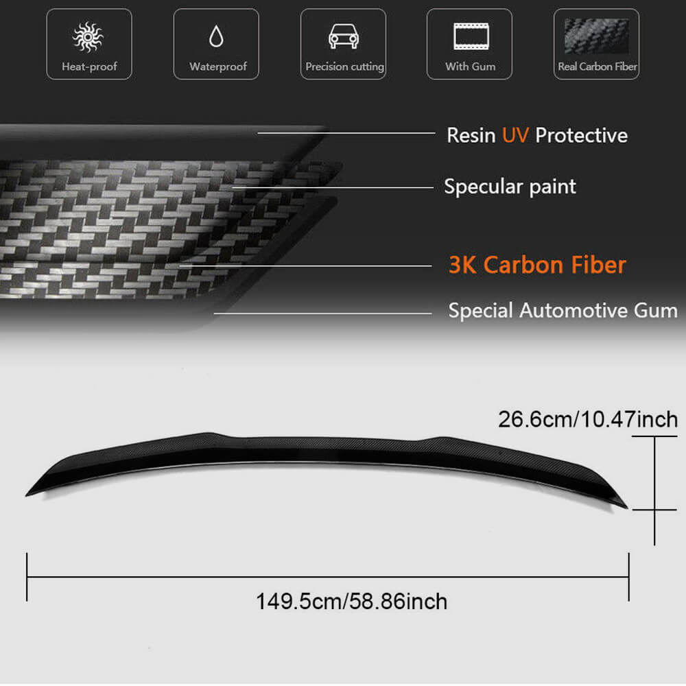 Ford Mustang Coupe 2015-2020 Rear Trunk Spoiler Carbon Fiber-Ahacarbon