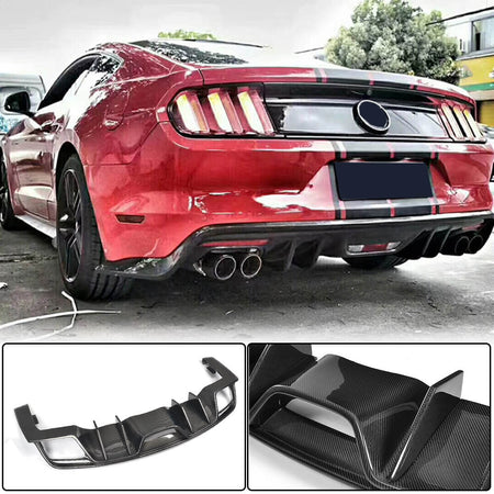 Ford Mustang V6 V8 GT 2015-2017 Rear Bumper Diffuser Carbon Fiber-Ahacarbon