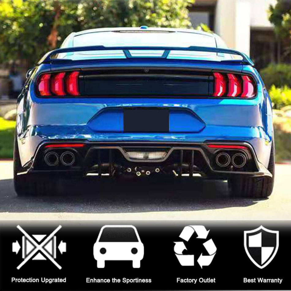 Ford Mustang V6 V8 GT 2015-2017 Rear Bumper Diffuser Carbon Fiber-Ahacarbon