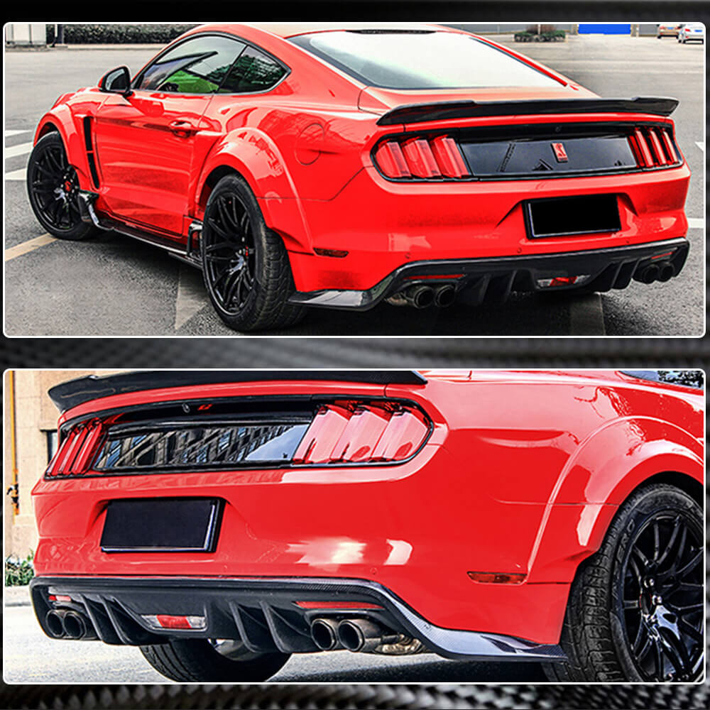 Ford Mustang V6 V8 GT 2015-2017 Rear Bumper Diffuser Carbon Fiber-Ahacarbon