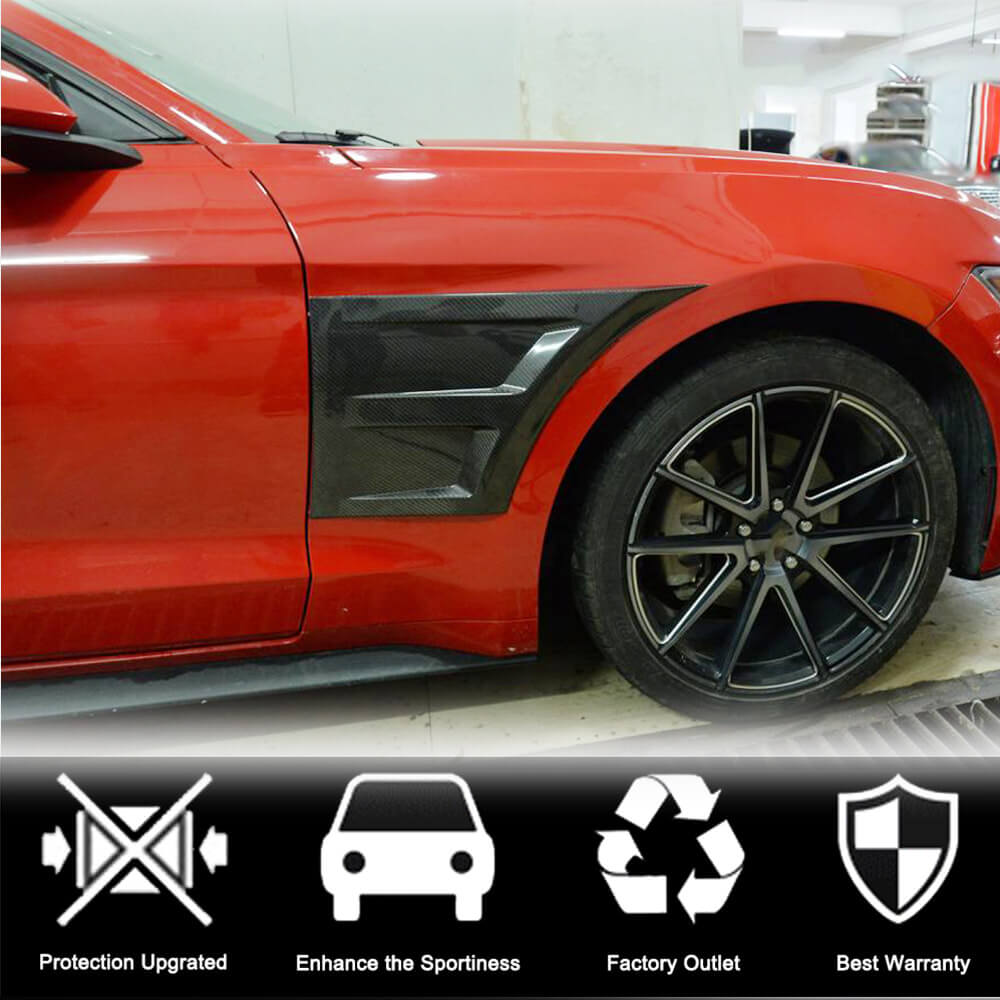 Ford Mustang V6 V8 GT 2015-2020 Side Fender Vents Carbon Fiber-Ahacarbon