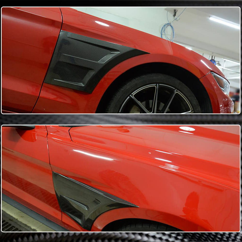 Ford Mustang V6 V8 GT 2015-2020 Side Fender Vents Carbon Fiber-Ahacarbon