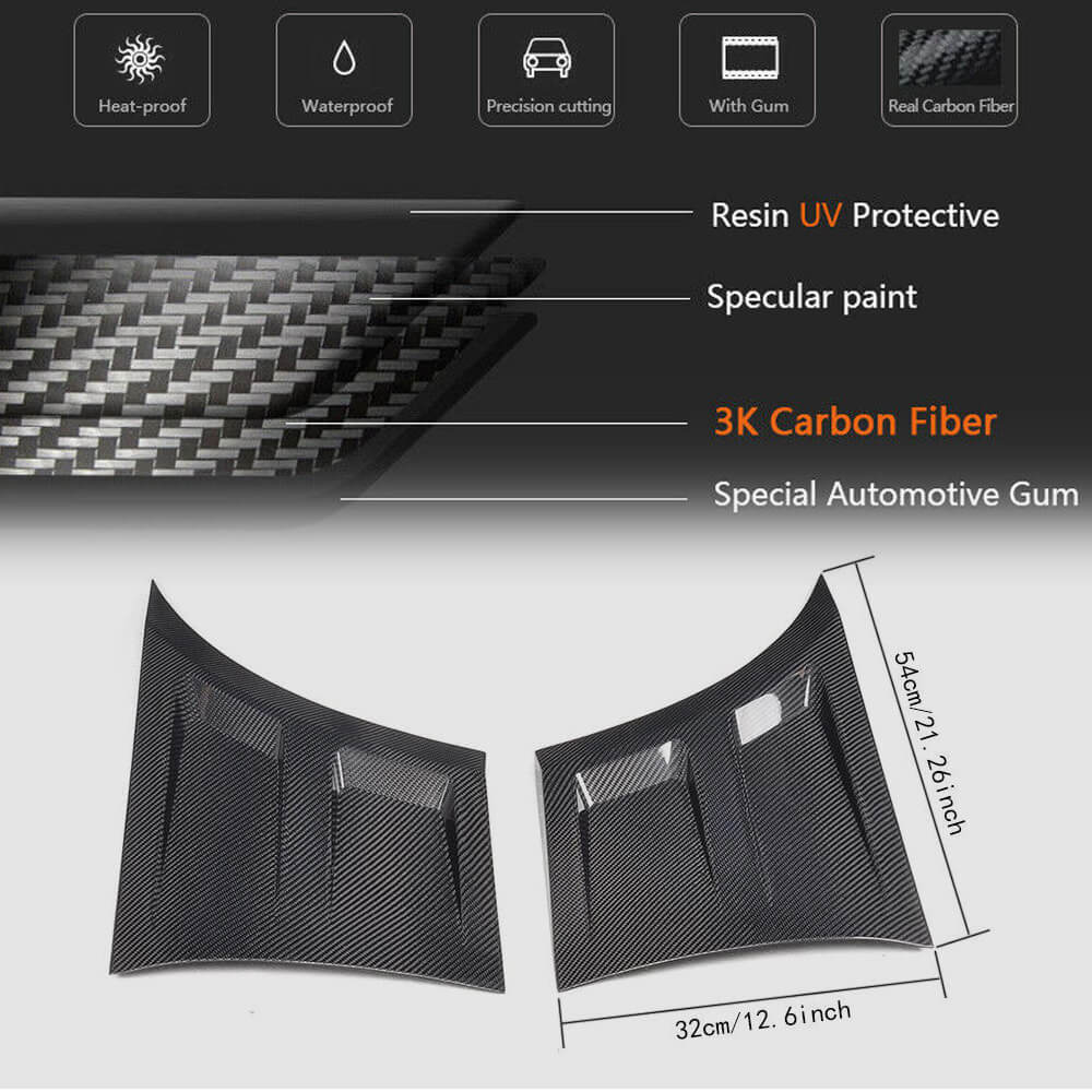Ford Mustang V6 V8 GT 2015-2020 Side Fender Vents Carbon Fiber-Ahacarbon
