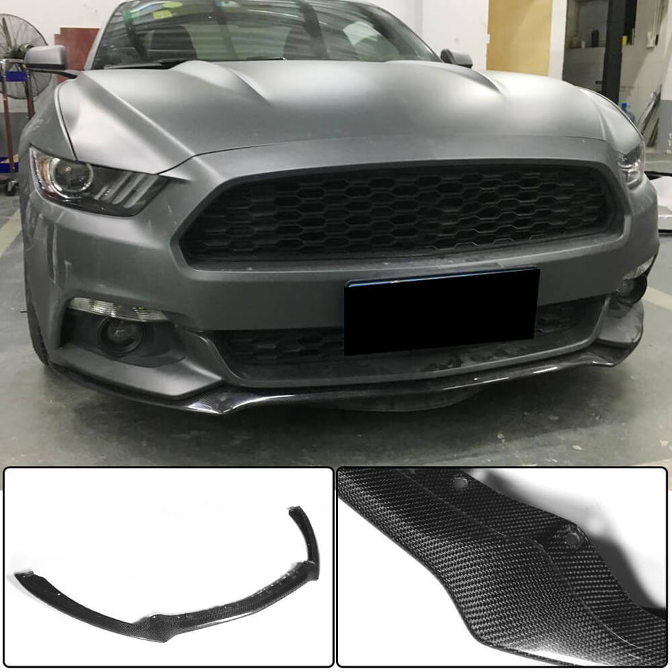 Ford Mustang V6 V8 GT 2015-2017 Front Bumper Lip Carbon Fiber-Ahacarbon