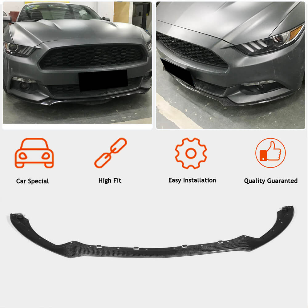 Ford Mustang V6 V8 GT 2015-2017 Front Bumper Lip Carbon Fiber-Ahacarbon