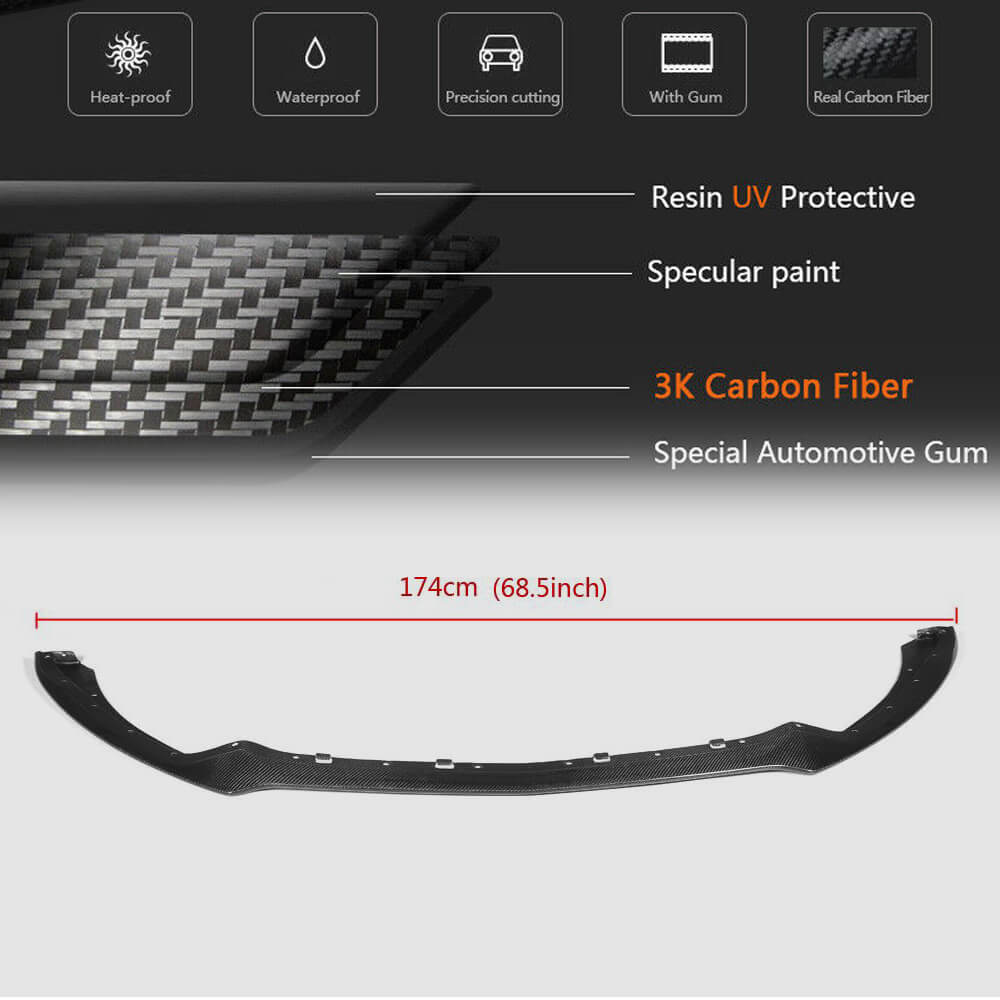 Ford Mustang V6 V8 GT 2015-2017 Front Bumper Lip Carbon Fiber-Ahacarbon