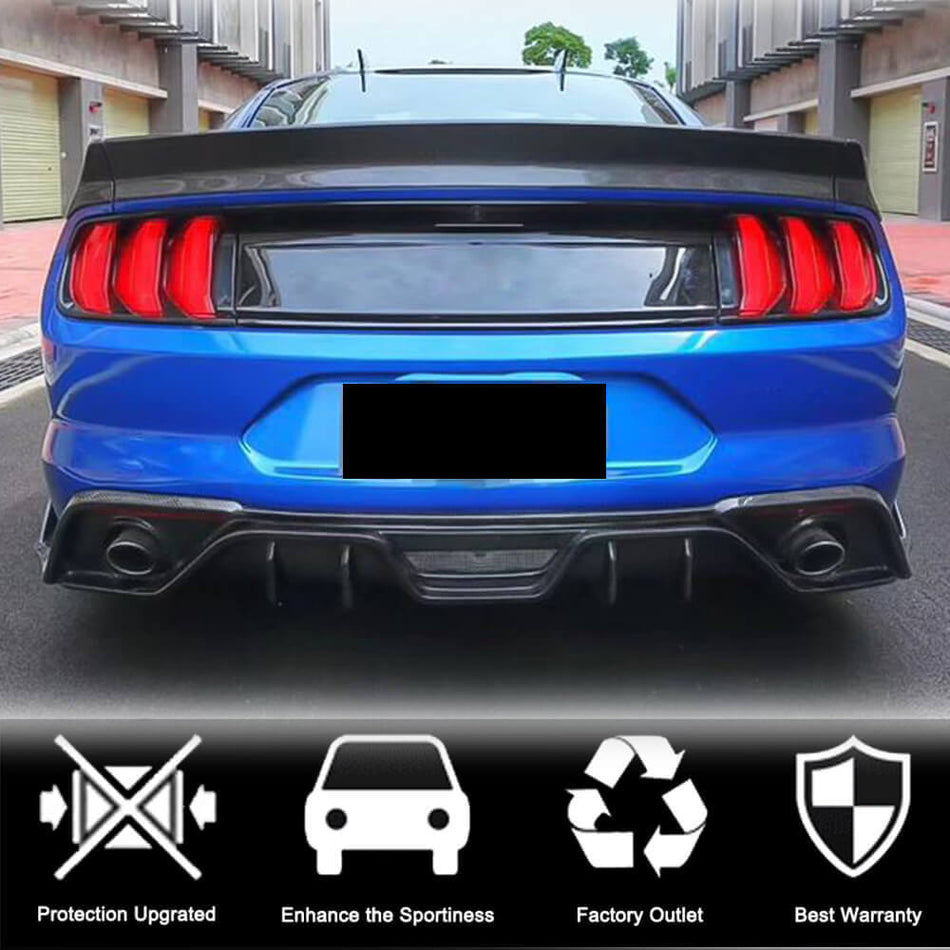 Ford Mustang V6 V8 GT 2015-2017 Rear Bumper Diffuser Carbon Fiber-Ahacarbon
