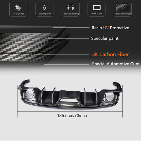 Ford Mustang V6 V8 GT 2015-2017 Rear Bumper Diffuser Carbon Fiber-Ahacarbon