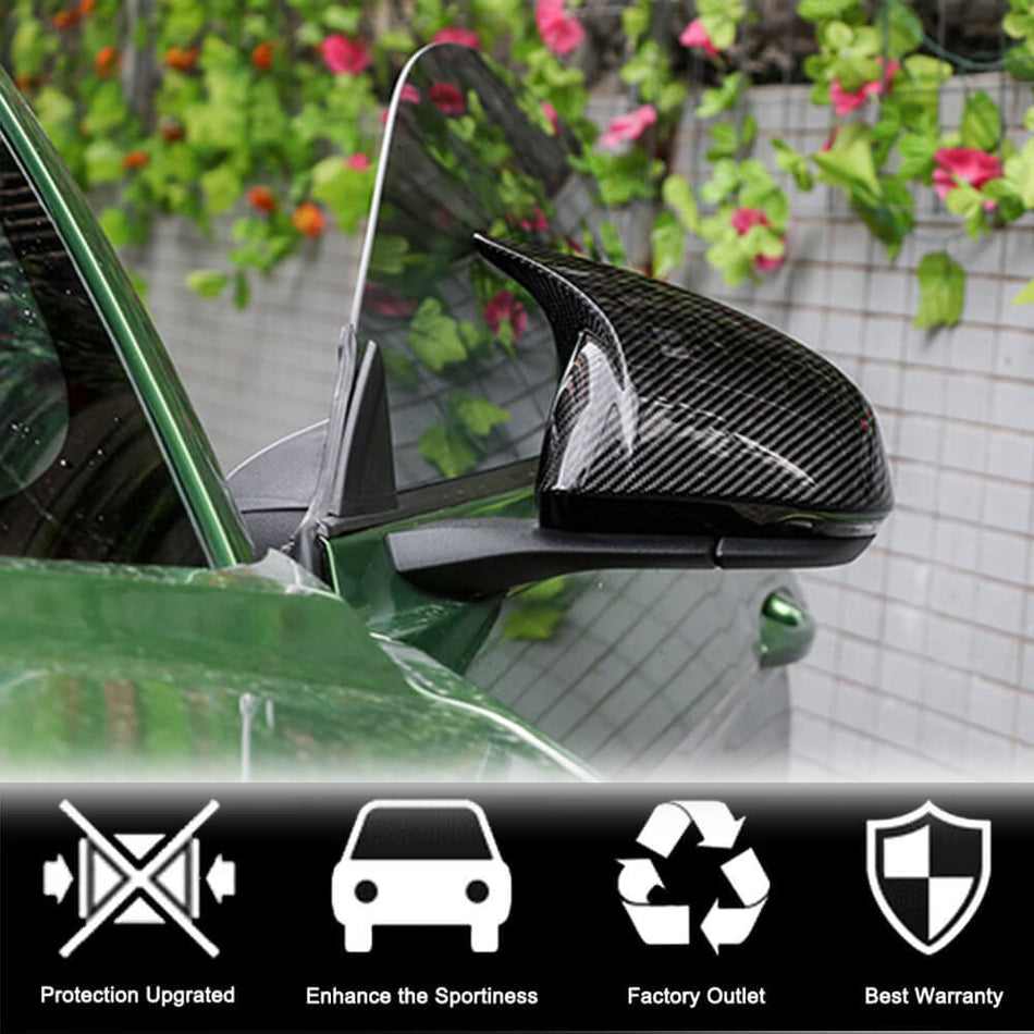 Ford Mustang V6 V8 GT GT350R 2015-2021 Add-on Mirror Covers Dry Carbon Fiber-Ahacarbon