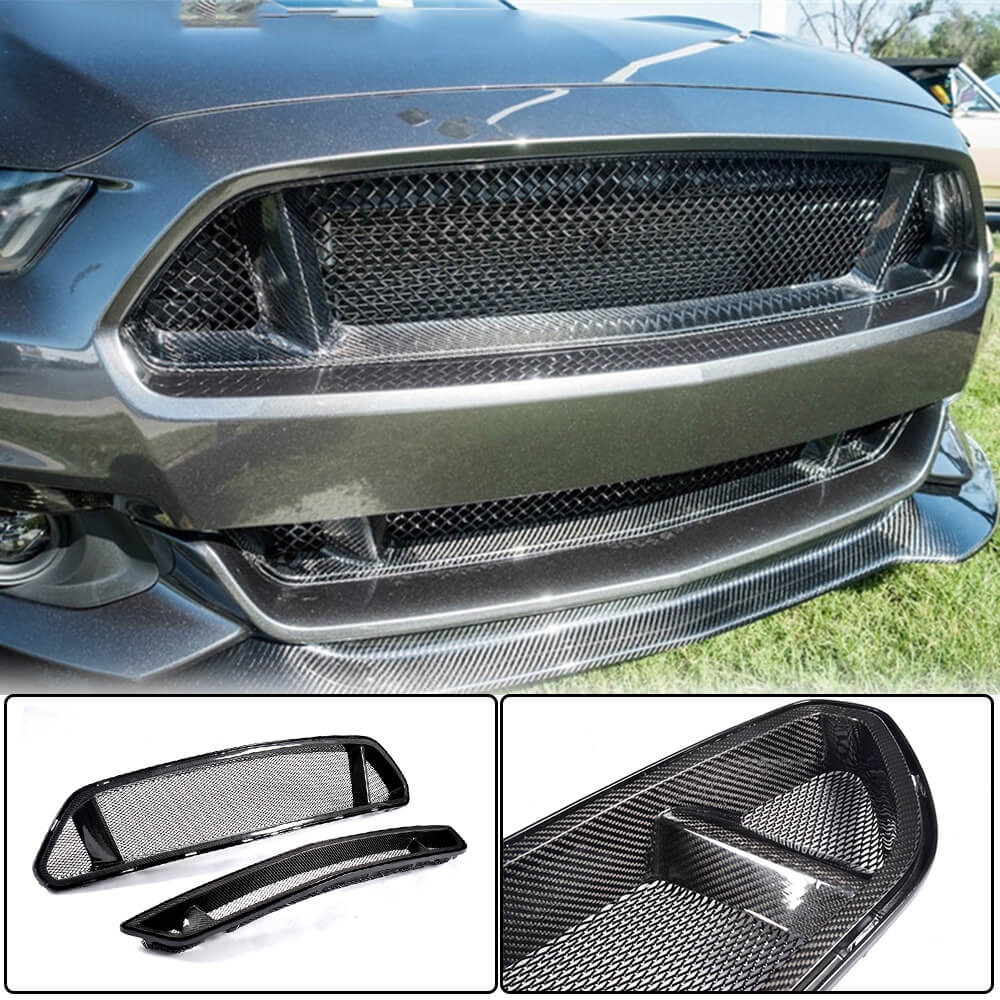 Ford Mustang Coupe Convertible 2-Door 2015-2017 Front Grille Carbon Fiber-Ahacarbon