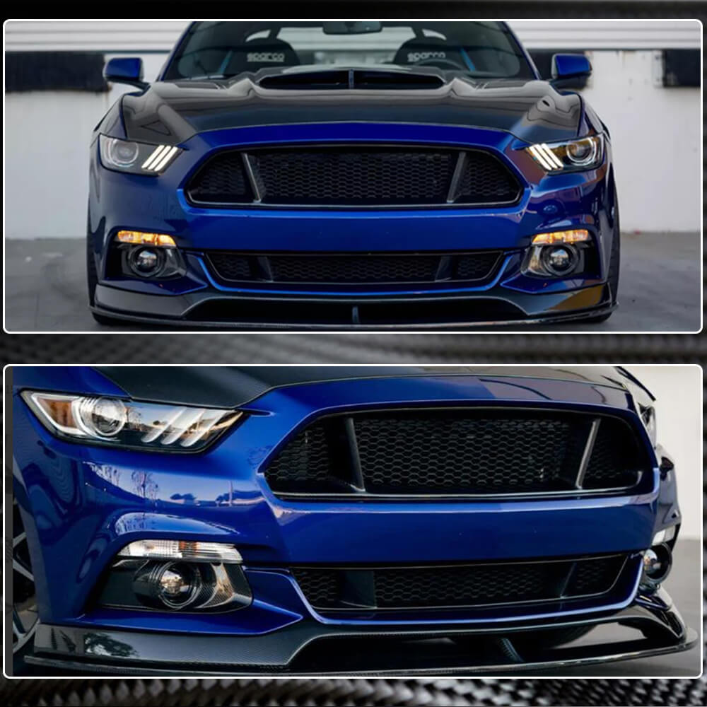 Ford Mustang Coupe Convertible 2-Door 2015-2017 Front Grille Carbon Fiber-Ahacarbon