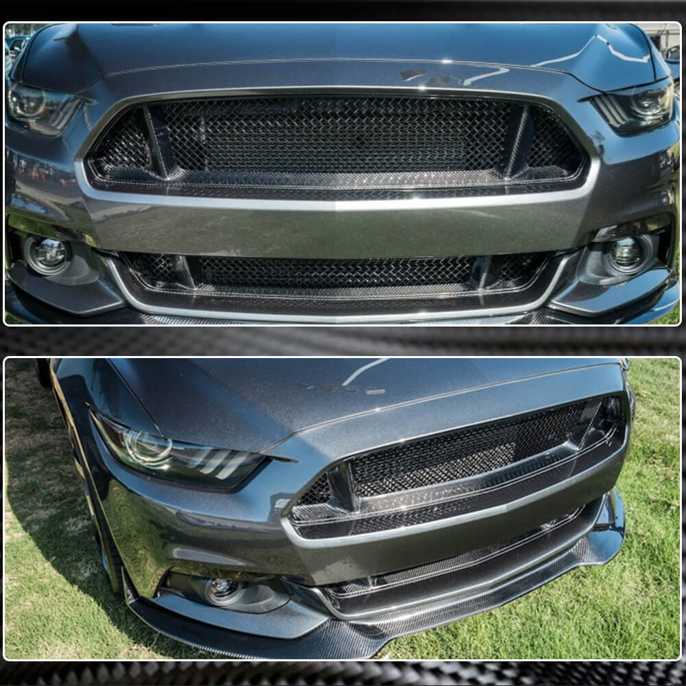 Ford Mustang Coupe Convertible 2-Door 2015-2017 Front Grille Carbon Fiber-Ahacarbon