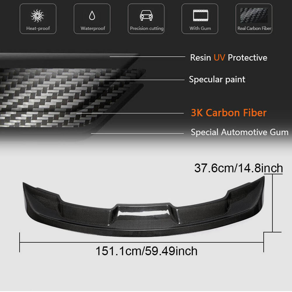 Ford Mustang Coupe 2015-2020 Rear Trunk Spoiler Carbon Fiber-Ahacarbon