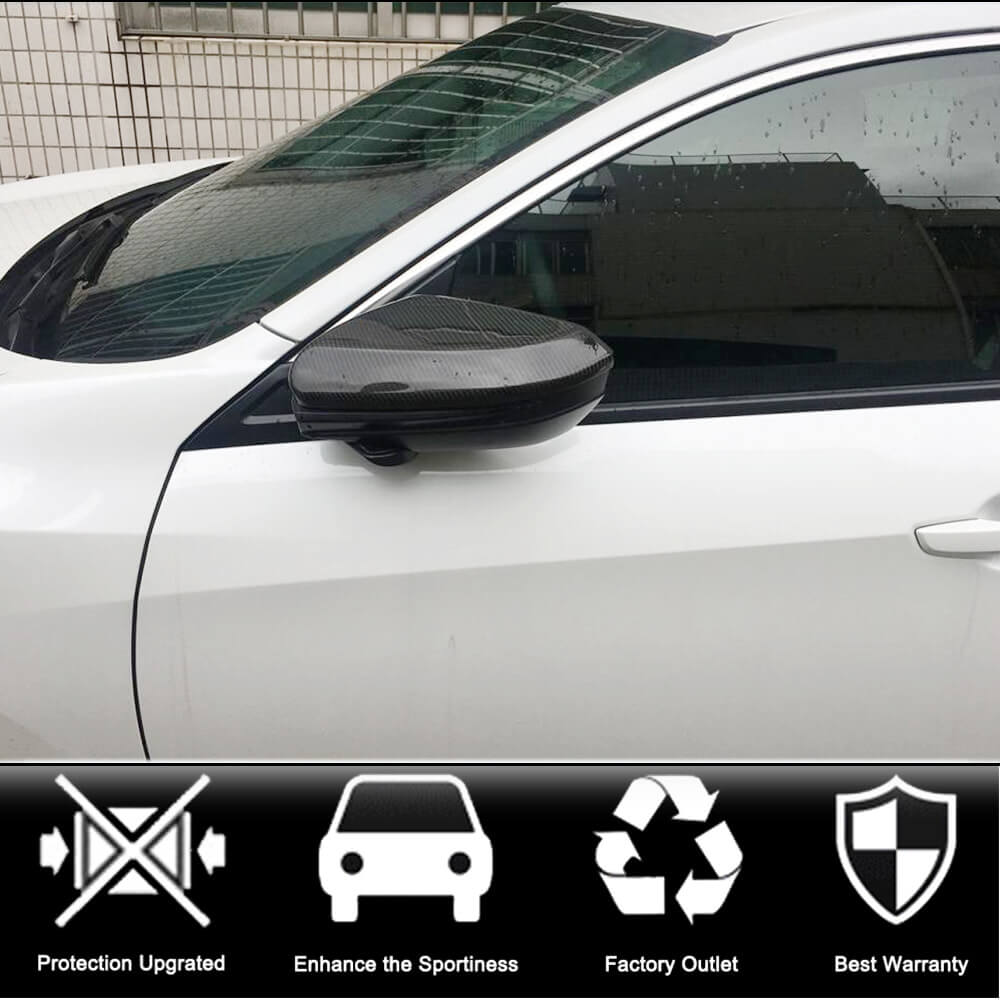 Honda Civic 10th 2016-2021 Mirror Covers Add-on Real Carbon Fiber-Ahacarbon
