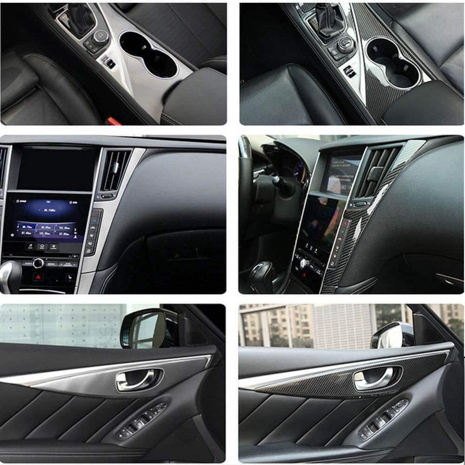 Infiniti Q50 Base and Sport Sedan 2014-2024 Interior Decoration Trims Dry Carbon Fiber-Ahacarbon