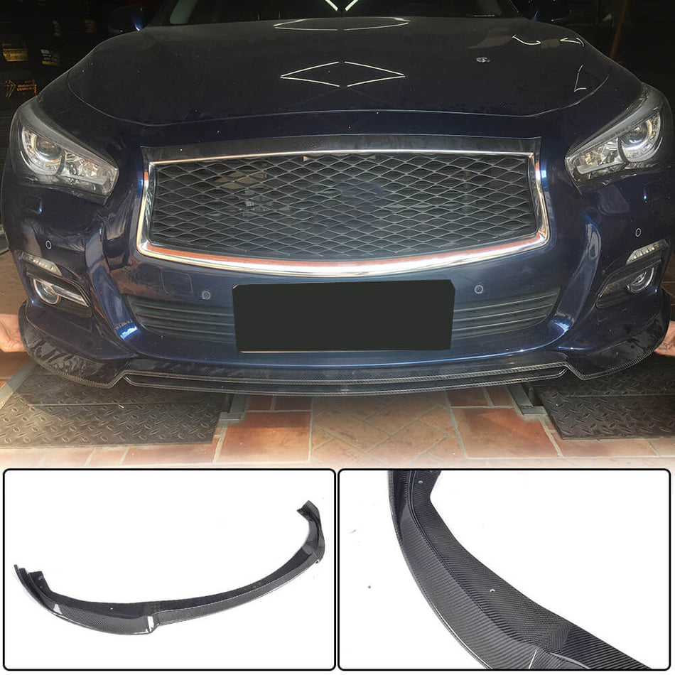 Infiniti Q50 Base 2014-2017 Front Bumper Lip Carbon Fiber-Ahacarbon
