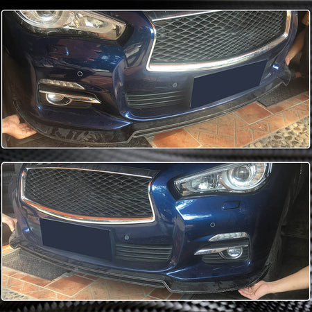 Infiniti Q50 Base 2014-2017 Front Bumper Lip Carbon Fiber-Ahacarbon